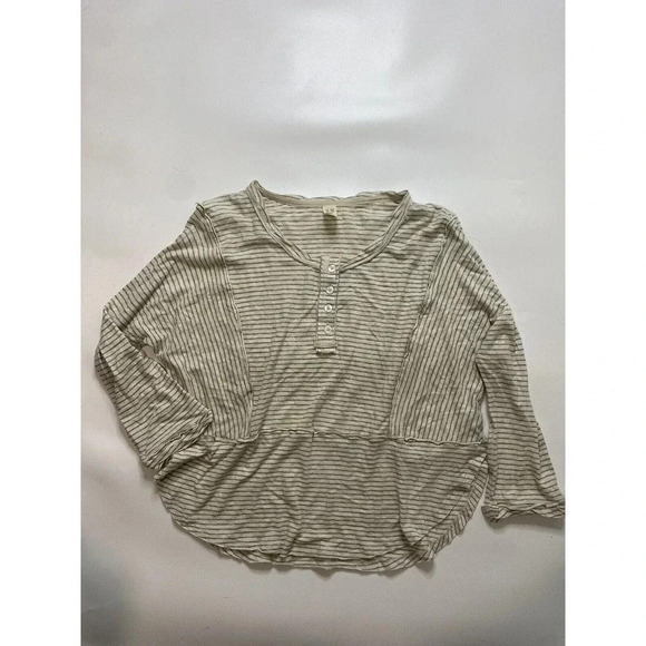 Free People We The Free Hong Kong Striped Henley Top~Relaxed Fit~Small - Picture 2 of 8